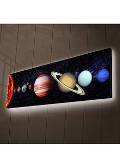 Διακοσμητικός πίνακας σε καμβά με LED φωτισμό & ξύλινη κορνίζα 3090NASA-14 30x90 εκ.-