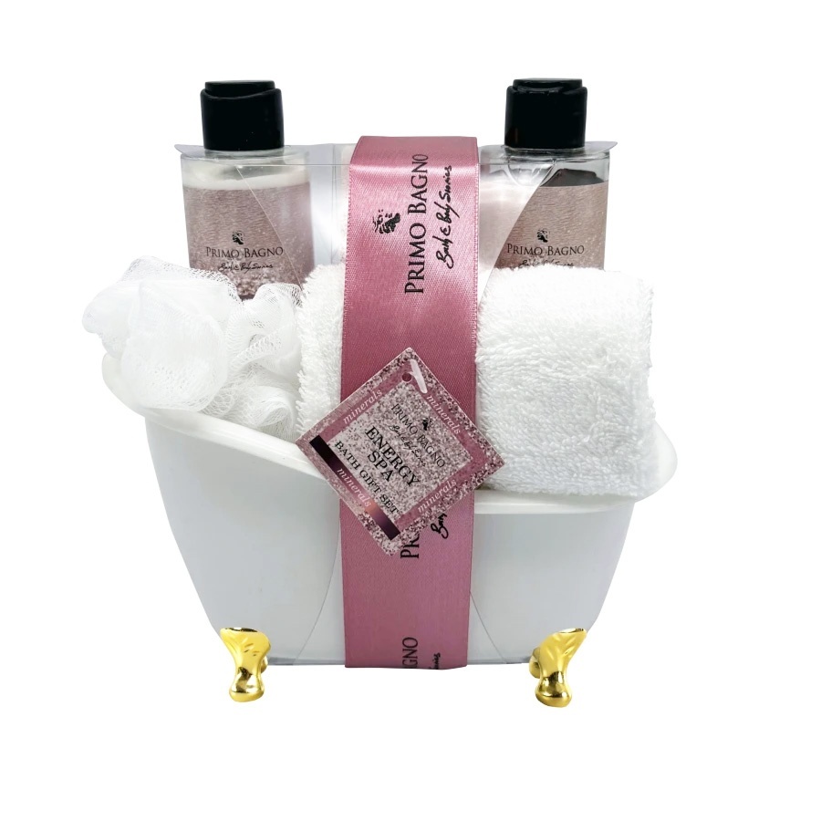 Energy Spa Λοσιόν σώματος 150ml, Αφρόλουτρο 150ml, Αλατα μπάνιου 100γρ., πέτσετα & σφουγγάρι-PRIMO BAGNO