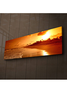 Διακοσμητικός πίνακας σε καμβά με LED φωτισμό & ξύλινη κορνίζα 3090IACT-38 30x90 εκ.-