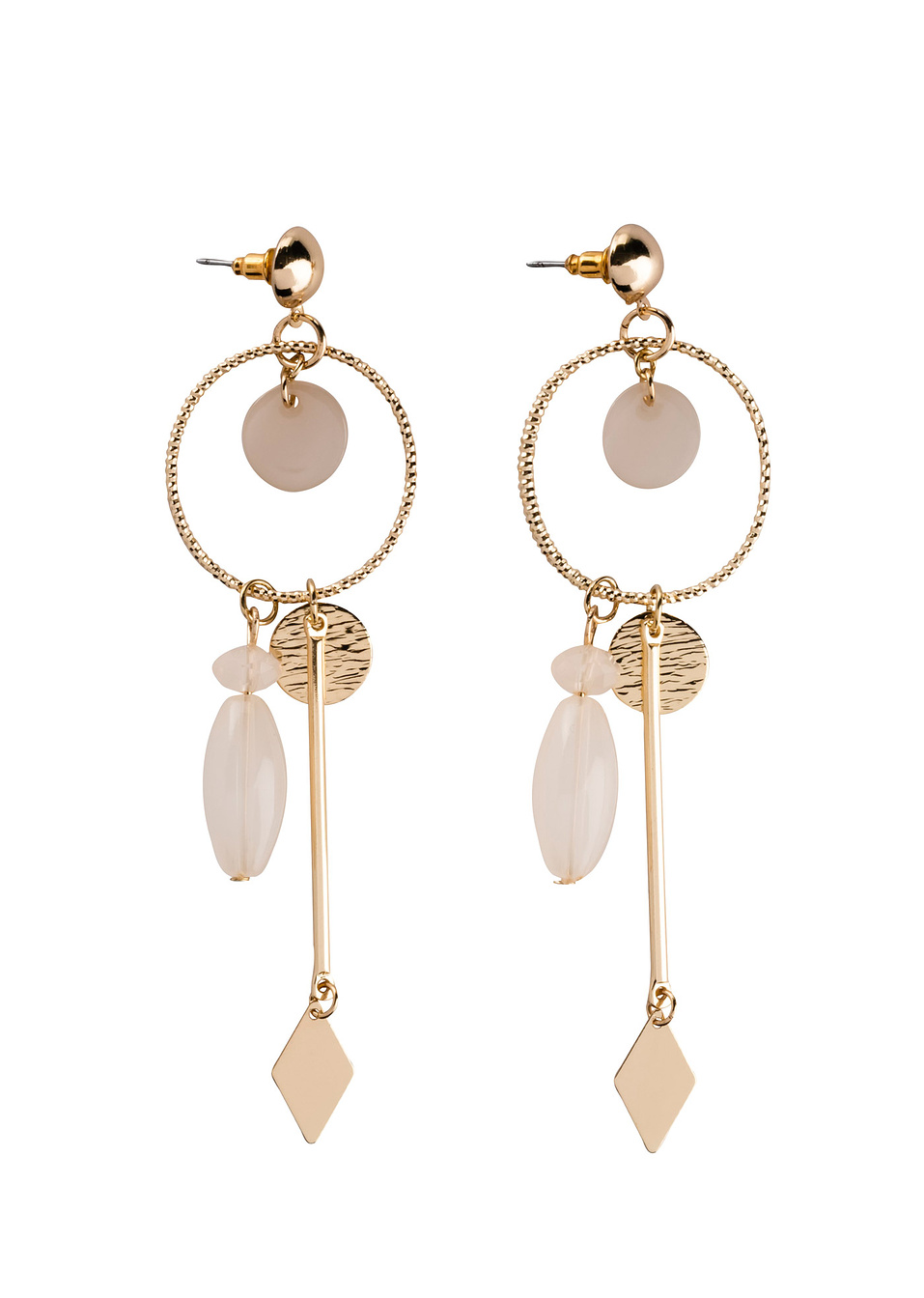 Обици-Златисто светло/Кремаво-RAINBOW