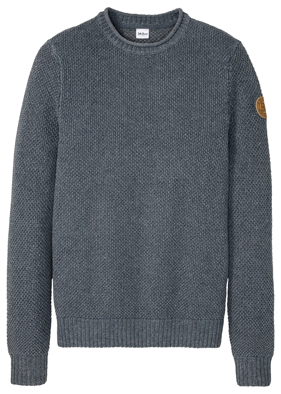 Πουλόβερ με ανακυκλωμένο βαμβάκι-Μπλε μελανζέ-John Baner JEANSWEAR