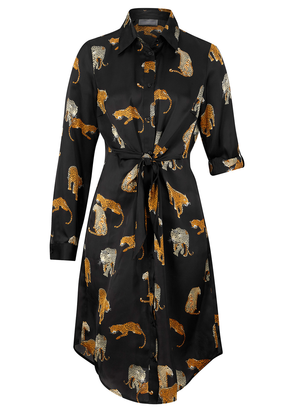 Σατέν φόρεμα chemisier-Μαύρο λεοπάρ-bpc selection bonprix collection