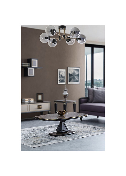 Πλαφονιέρα οροφής μέταλλο με καπνιστό γυαλί Full Moon 6 Μαύρο Δ: 65 εκ. E27 60W 846STL2948-