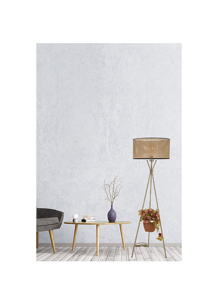 Φωτιστικό δαπέδου μέταλλο με ρατάν καπέλο Venetian Ανοιχτό Καφέ Υ: 165 εκ. E27 60W 534LUN3699-