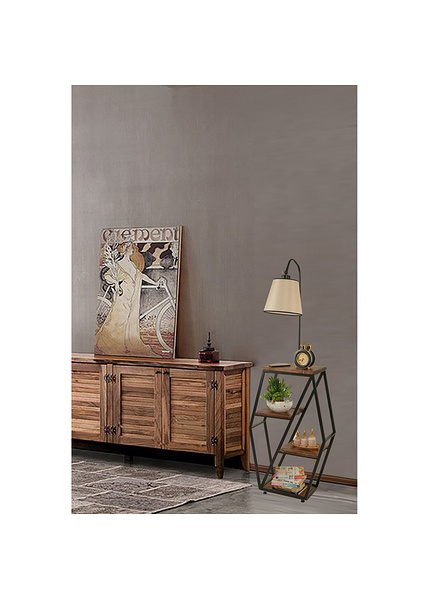 Φωτιστικό δαπέδου μέταλλο με ράφια από ξύλο Symbol Pyramid Wicker 38x25 εκ. E27 60W 534LUN4130-