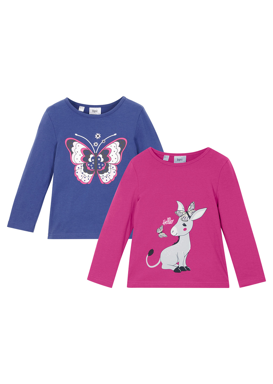 Блуза с дълъг ръкав (опаковка с 2 бр.)-Сапфирено синьо + Фуксия-bpc bonprix collection