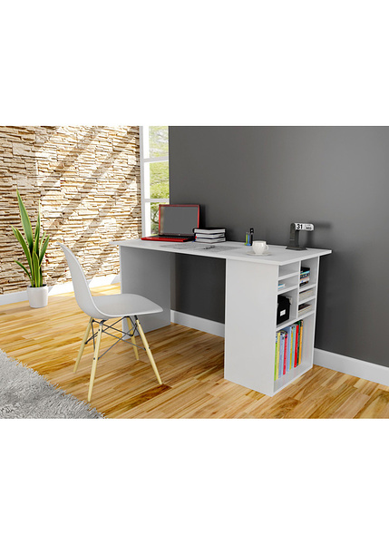 Γραφείο με ράφια από μοριοσανίδα Acacia Λευκό 746JUG3812 120x74x50 εκ.-