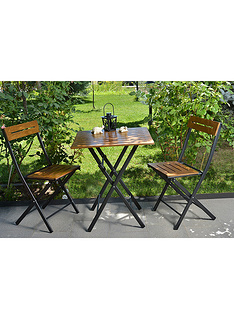 Σετ 1 τραπέζι + 2 καρέκλες από ξύλο (3 τεμ.) Bistro Set 4 Καρυδί, Μαύρο 379VLV1504 60xx73x60 εκ.-
