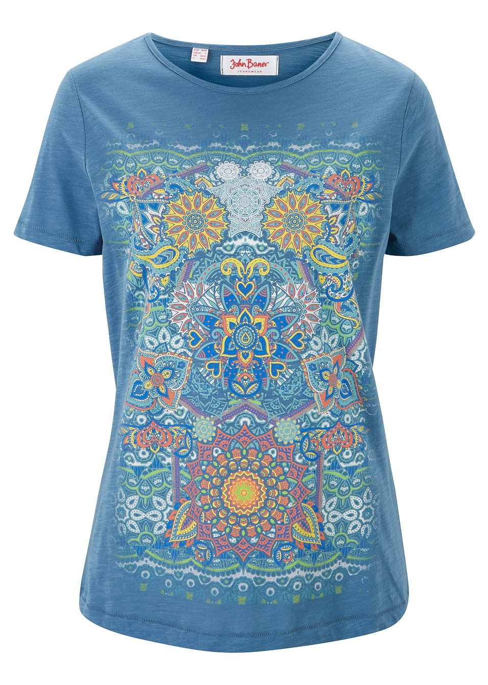 T-shirt με στάμπα-Μπλε denim με στάμπα-John Baner JEANSWEAR