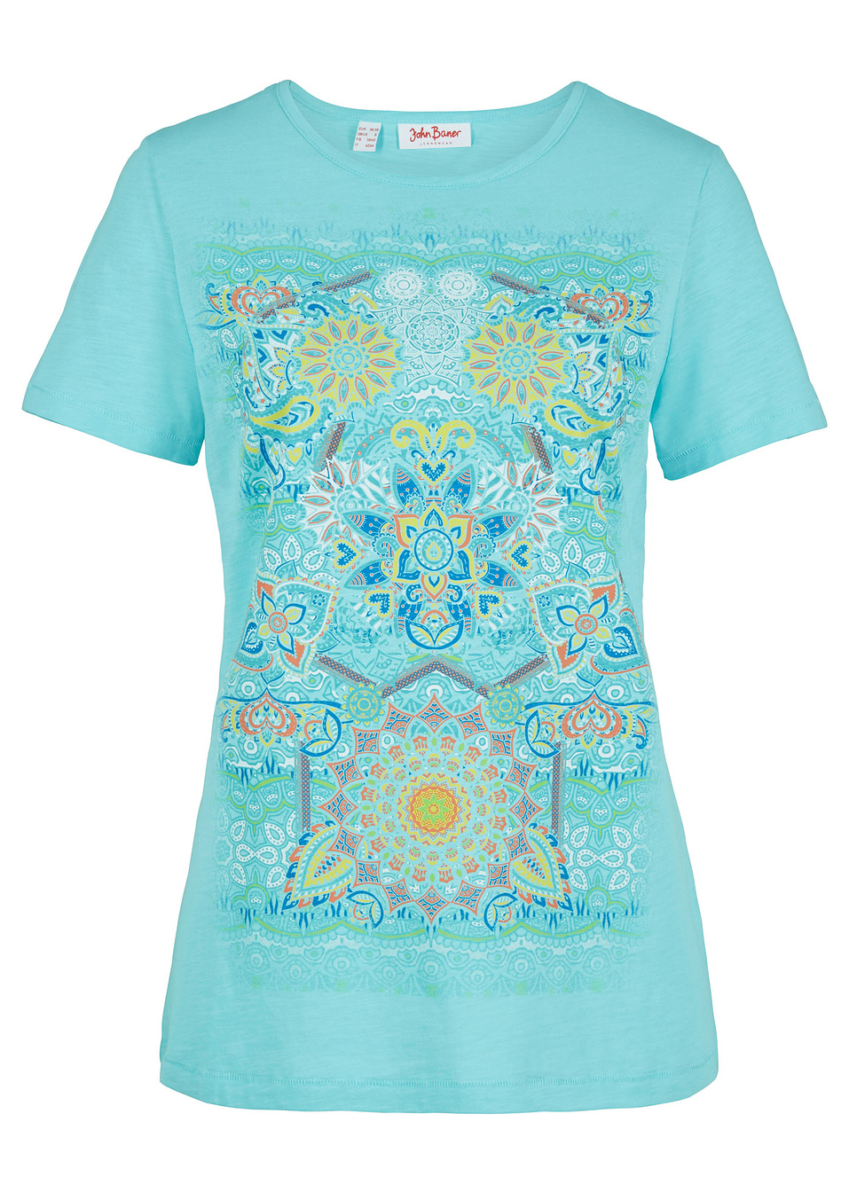 T-shirt με στάμπα-Θαλασσί μουντό με στάμπα-John Baner JEANSWEAR