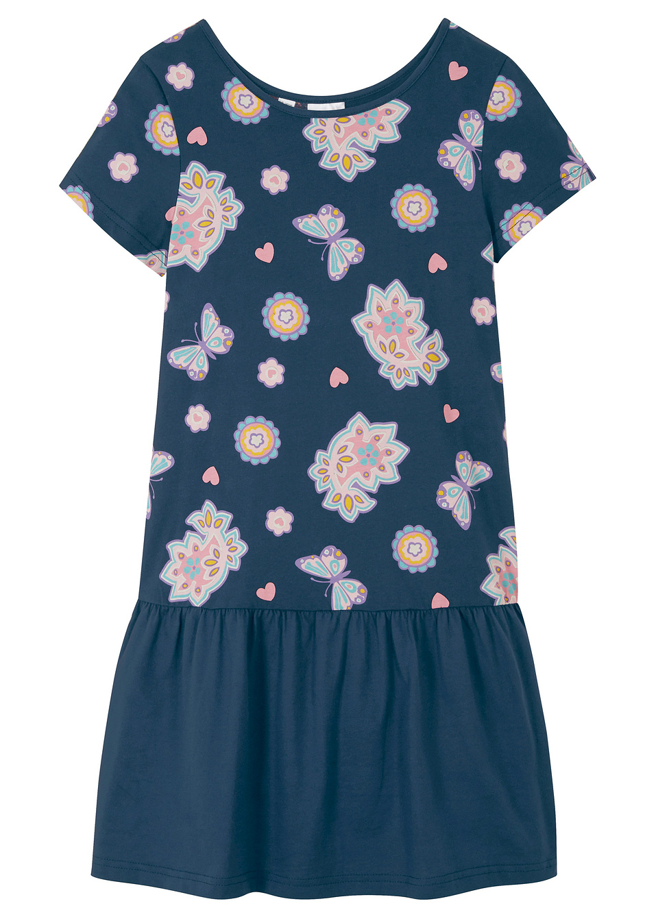 Φόρεμα ζέρσεϊ από βιολογικό βαμβάκι-Μπλε σκούρο φλοράλ-bpc bonprix collection