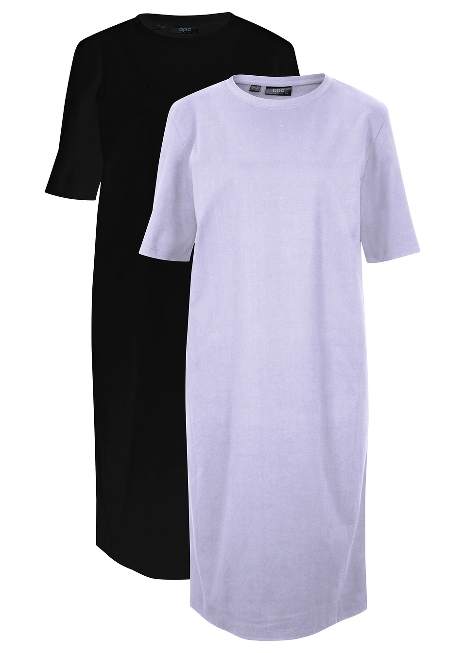Φόρεμα t-shirt oversized (συσκευασία των 2)-Της λεβάντας φιμέ + Μαύρο-bpc bonprix collection