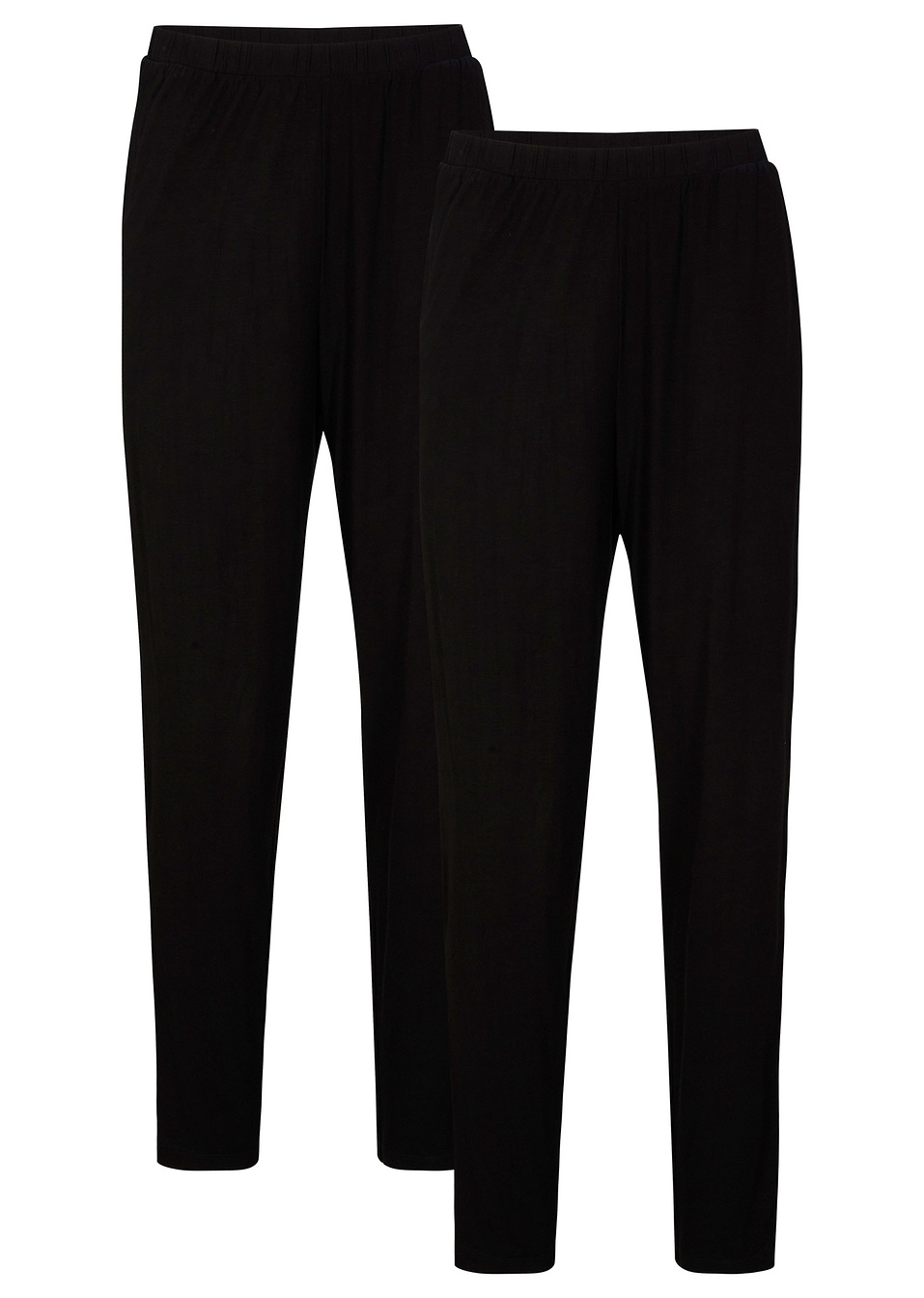 Παντελόνι από βισκόζη με άνετο ζωνάκι (συσκευασία των 2)-Μαύρο + Μαύρο-bpc bonprix collection