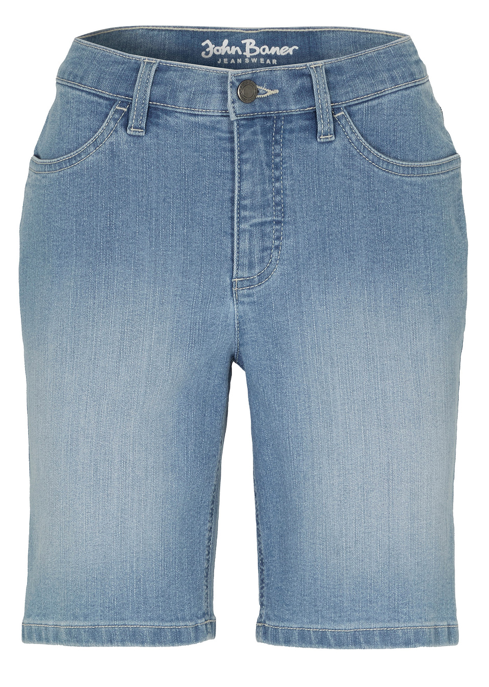 Ελαστικό τζιν σορτς-Γαλάζιο denim used-John Baner JEANSWEAR