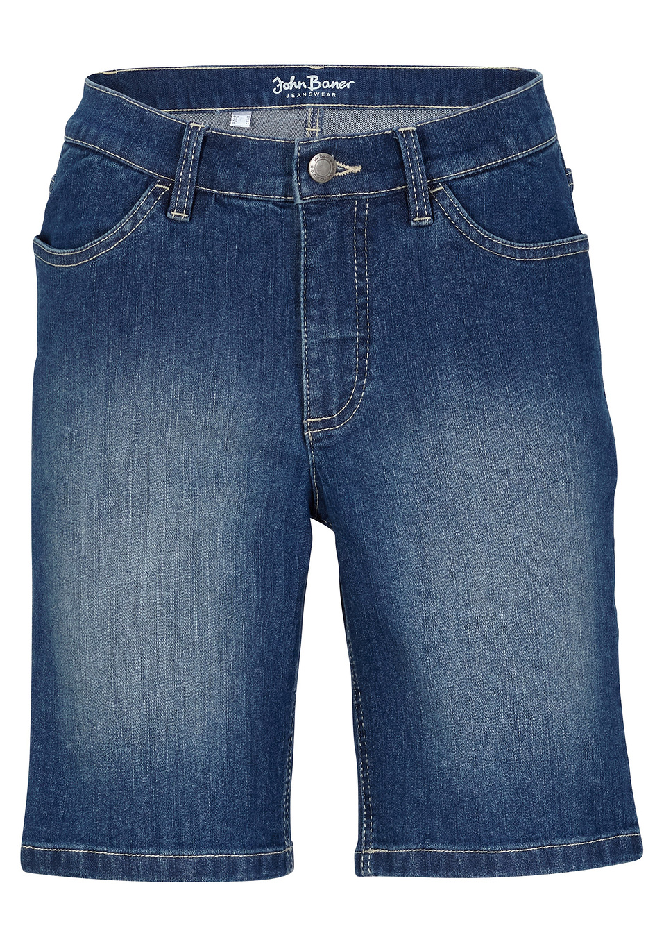 Ελαστικό τζιν σορτς-Μπλε denim used-John Baner JEANSWEAR
