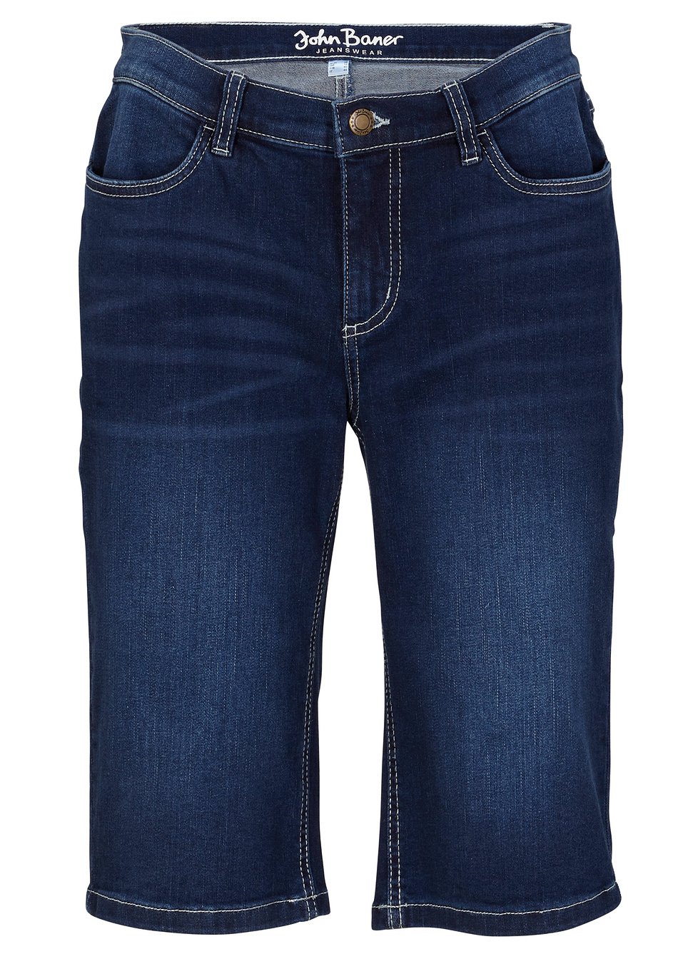 Ελαστική τζιν βερμούδα comfort-Μπλε denim used-John Baner JEANSWEAR
