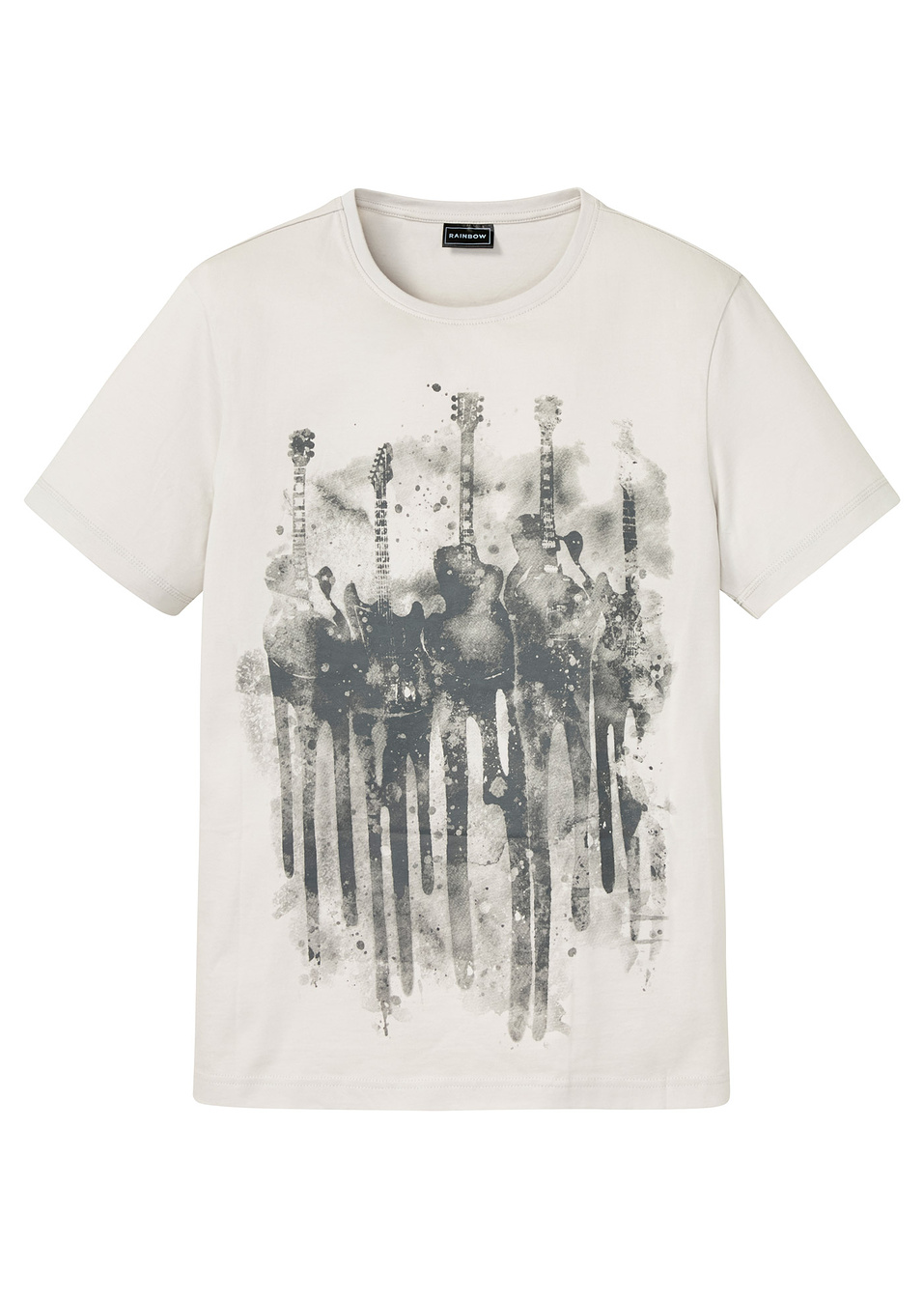 T-shirt-Ασημί ματ με στάμπα-RAINBOW