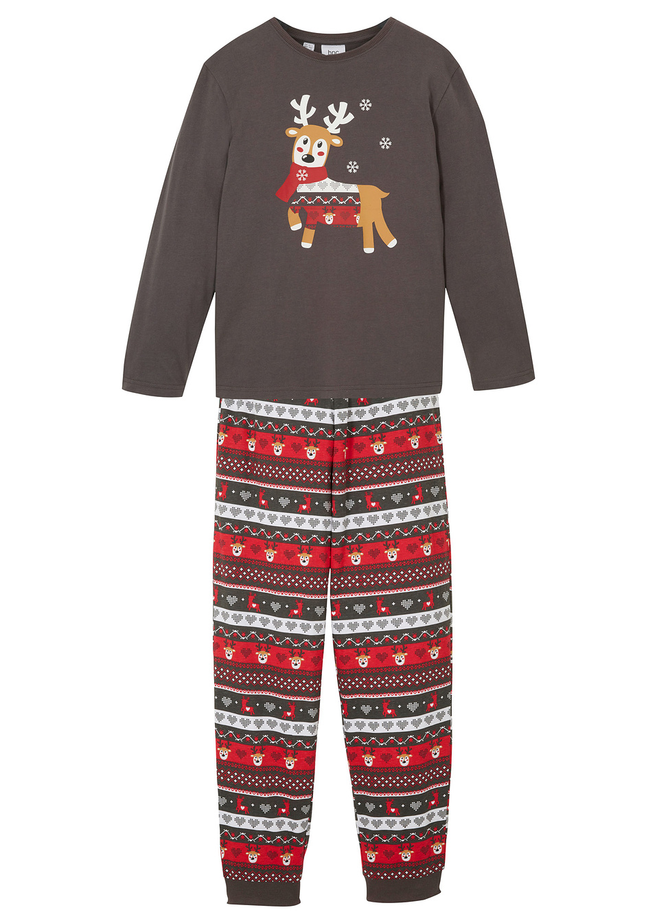 Πιτζάμα-Γκρι/Κόκκινο/Λευκό εμπριμέ-bpc bonprix collection