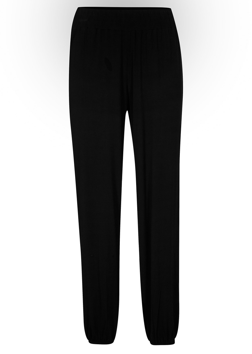 Παντελόνι από βιώσιμη βισκόζη με ζωνάκι σφηκοφωλιά-Μαύρο-bpc bonprix collection