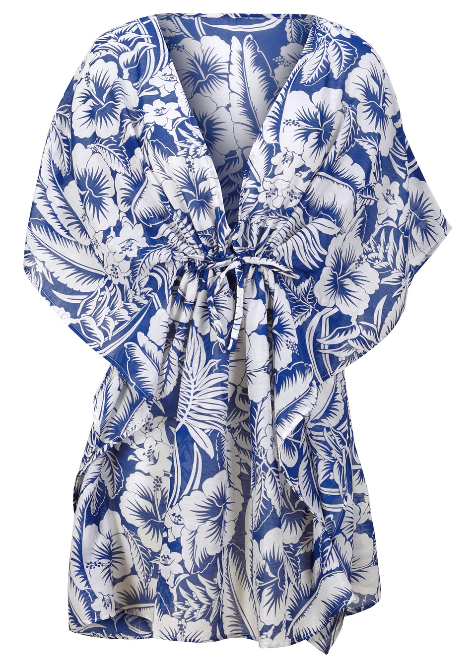 Φόρεμα τουνίκ για την παραλία-Μπλε/Λευκό φλοράλ-bpc selection