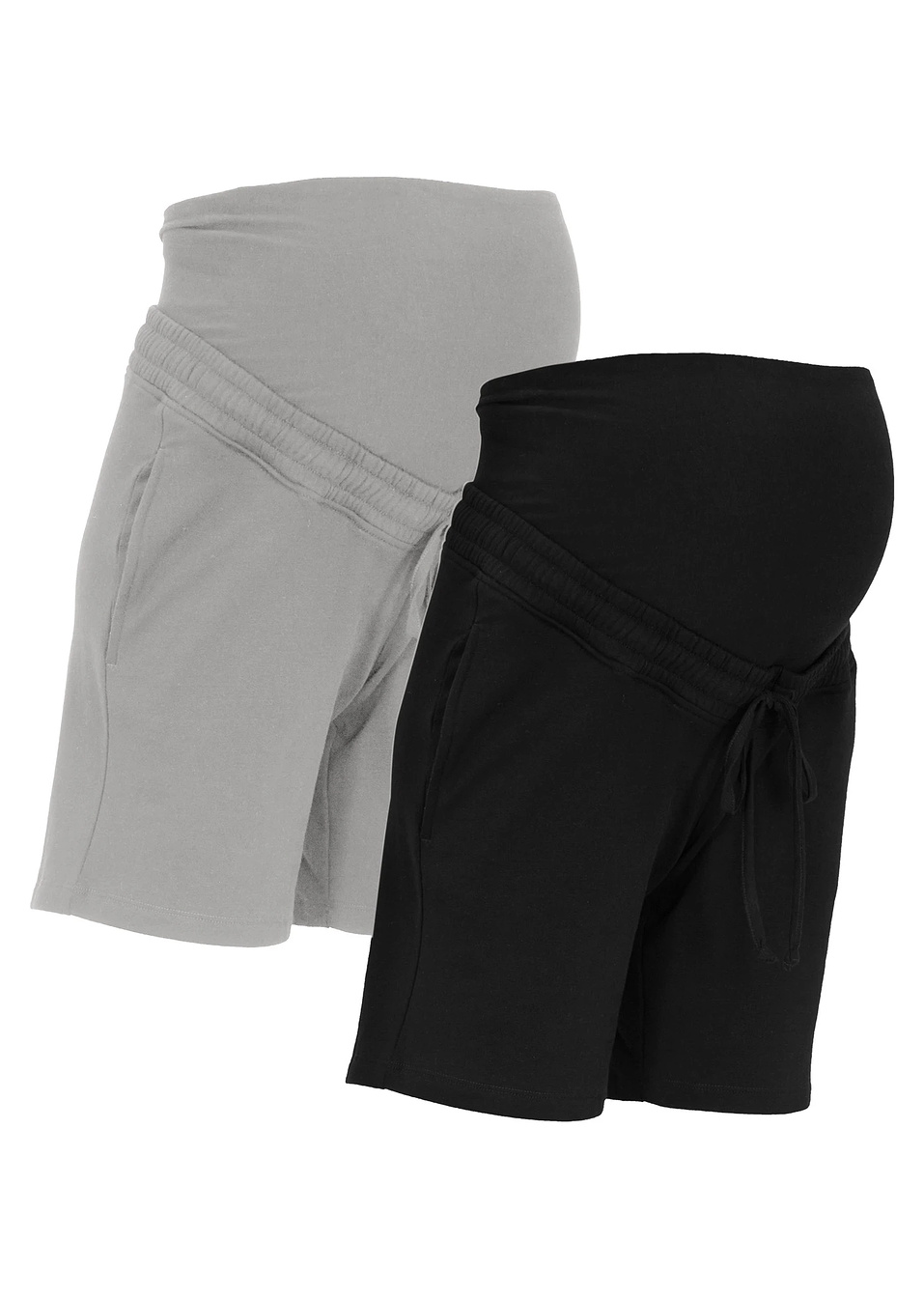 Бермуди от трико за бременни (опаковка с 2 бр.)-Черно + Сиво меланж-bpc bonprix collection