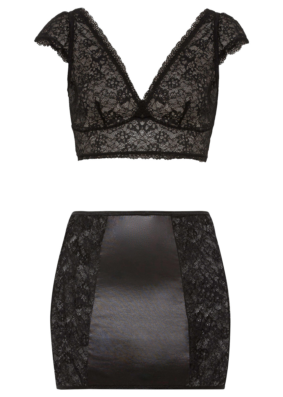 Σουτιέν μπουστάκι και φούστα (σετ 2 τεμ.)-Μαύρο-Venus