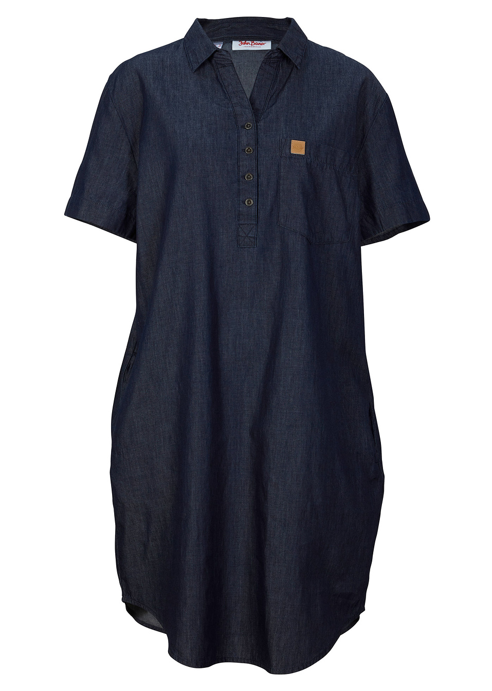 Κοντομάνικο τζιν φόρεμα-Μπλε denim used-John Baner JEANSWEAR