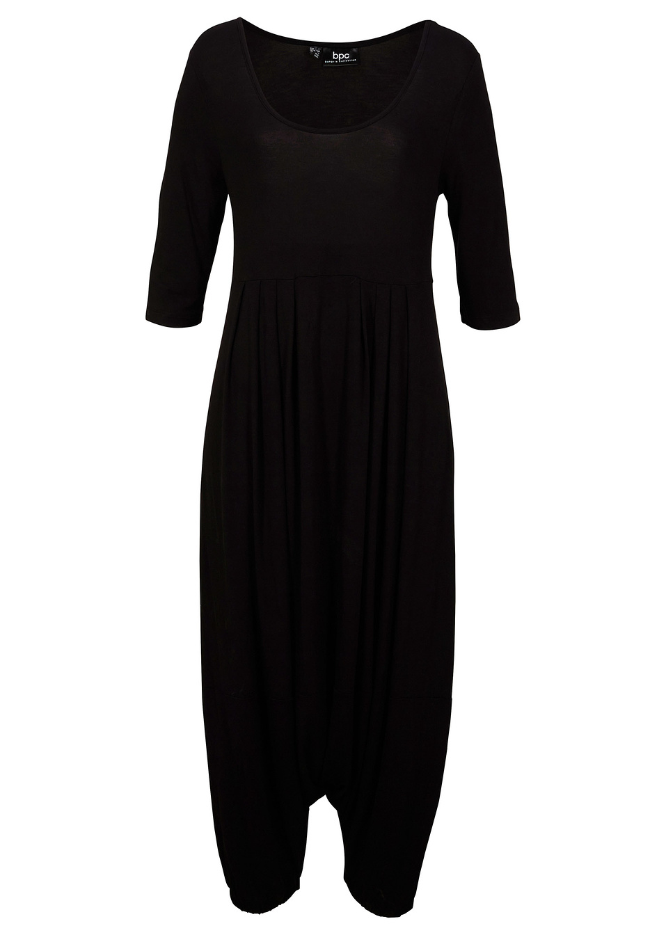 Ολόσωμη φόρμα με παντελόνι harem και μεσαία μανίκια-Μαύρο-bpc bonprix collection