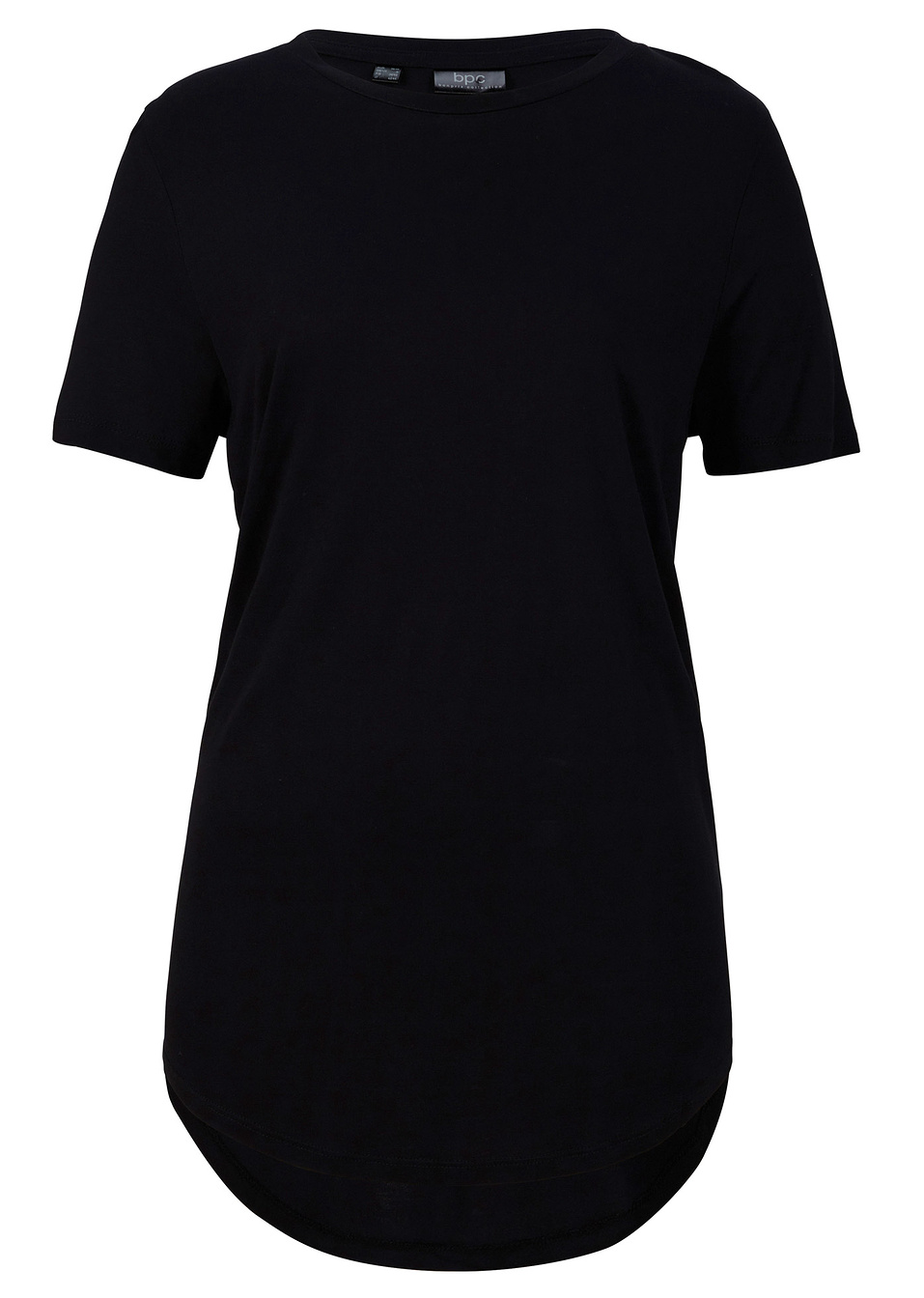 Μακριά μπλούζα από βιώσιμη βισκόζη με στρογγυλεμένο τελείωμα-Μαύρο-bpc bonprix collection