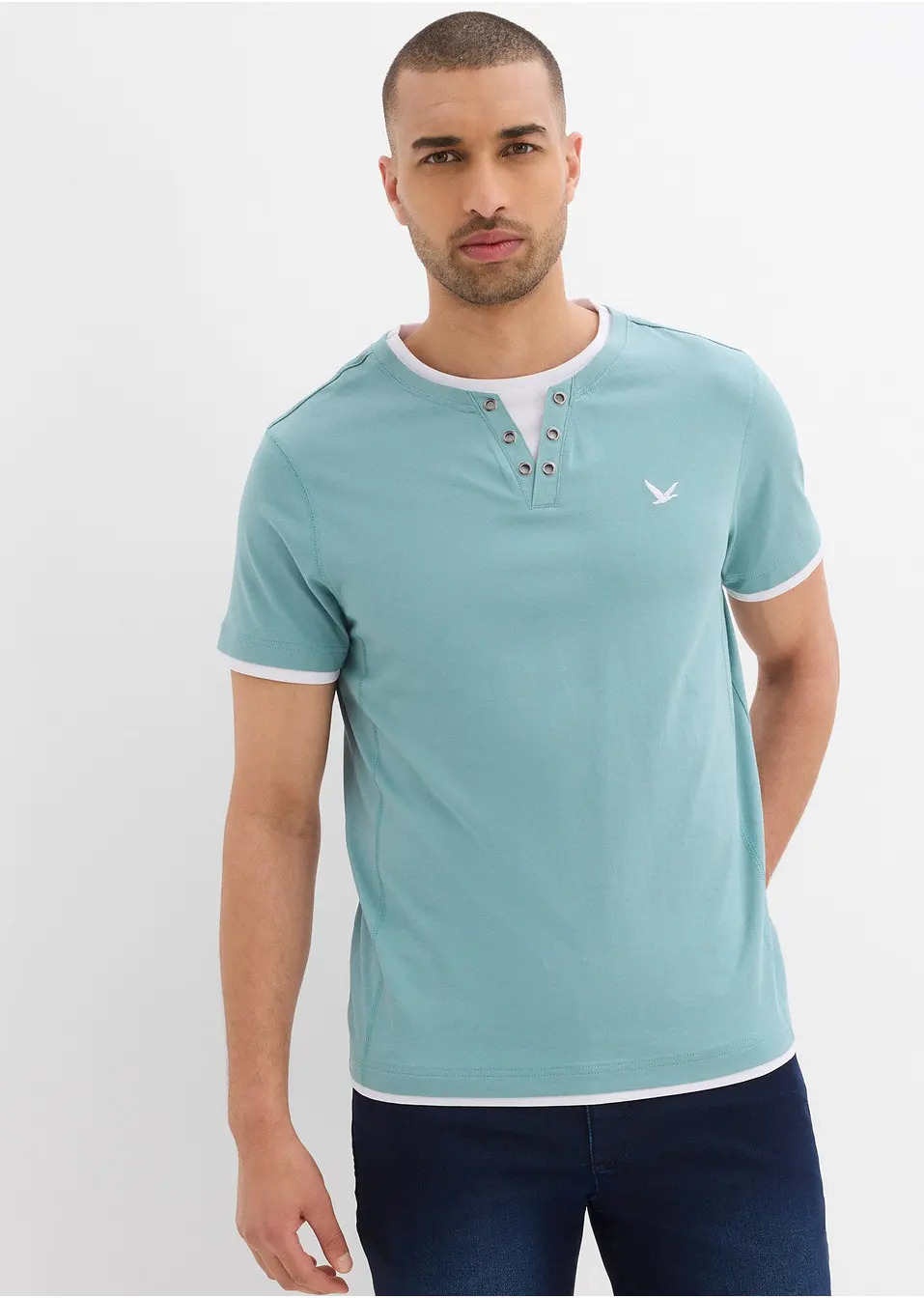 Κοντομάνικη μπλούζα 2-σε-1 (συσκευασία των 2)-bpc bonprix collection