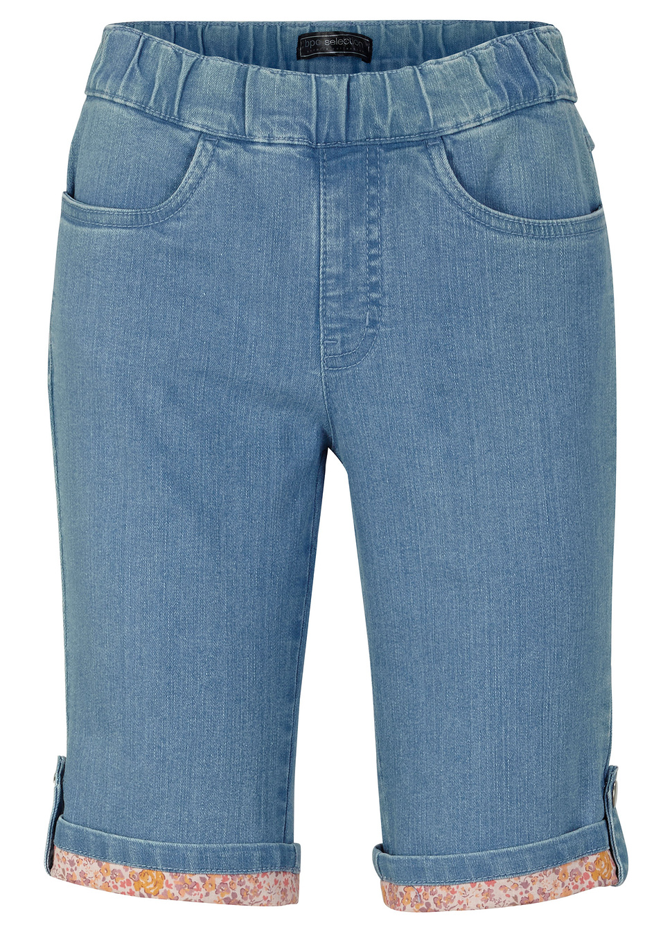 Βερμούδα με χρωματιστό ρεβέρ-Γαλάζιο denim-bpc selection