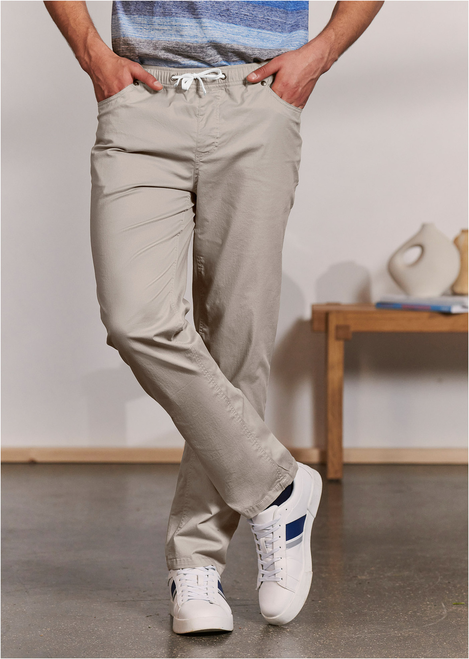Ελαστικό παντελόνι με λάστιχο στη μέση regular fit straight-bpc bonprix collection