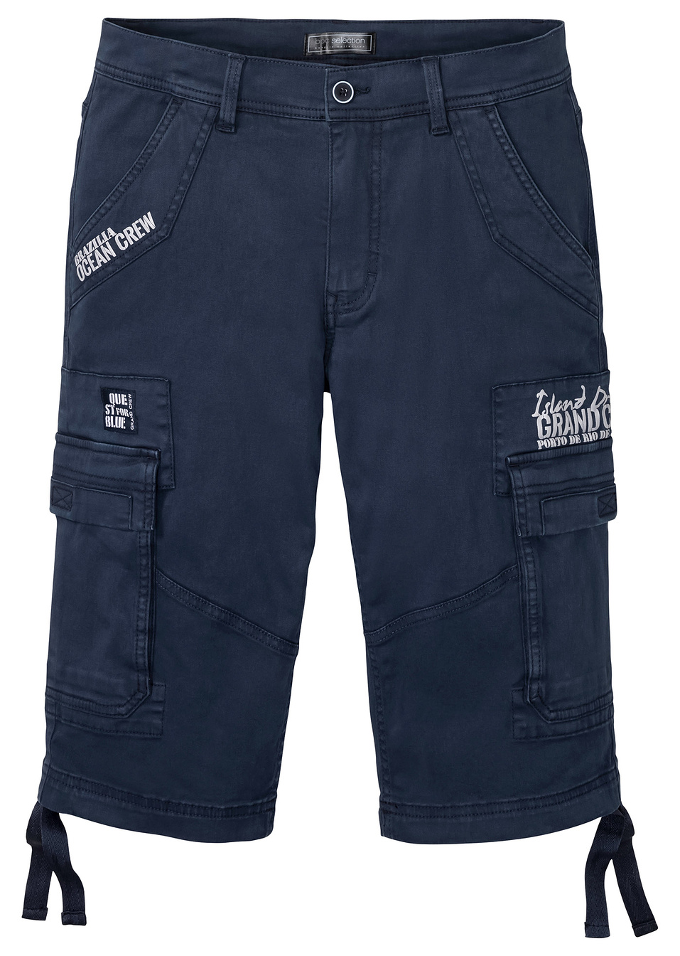 Φαρδιά βερμούδα με τσέπες cargo regular fit-Μπλε σκούρο με στάμπα-bpc selection