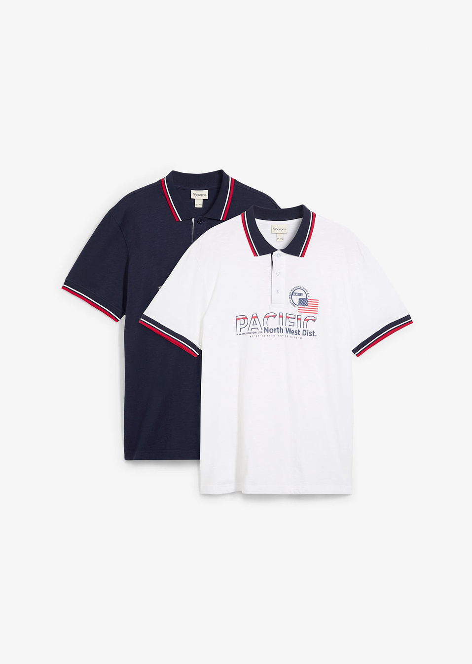 Πόλο (συσκευασία των 2)-Μπλε σκούρο + Πορτοκαλί με στάμπα-bpc selection