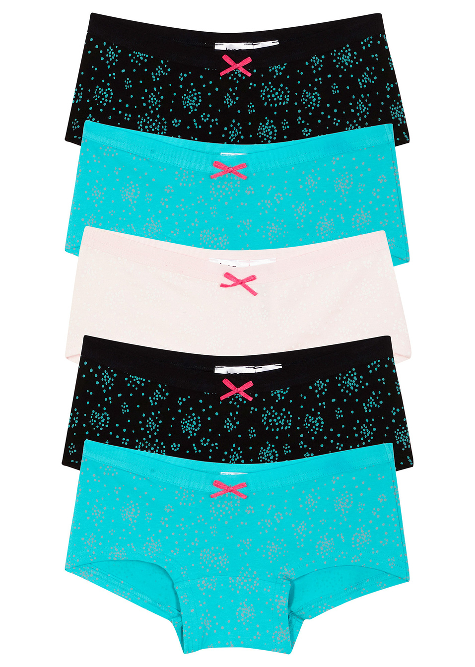 Φαρδύ σλιπ (συσκευασία των 5)-Θαλασσί + Ροζ ανοιχτό + Μαύρο με στάμπα-bpc bonprix collection