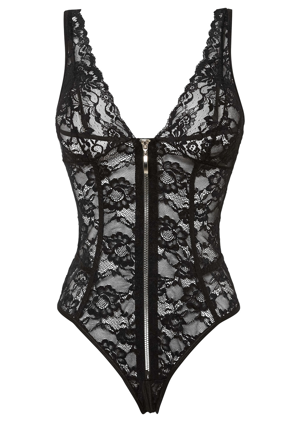 Боди с разкриващи прашки-Черно-Venus