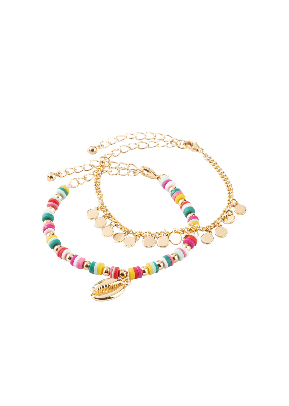 Гривна за крака (опаковка с 2 бр.)-Златисто/Разноцветно-bpc bonprix collection