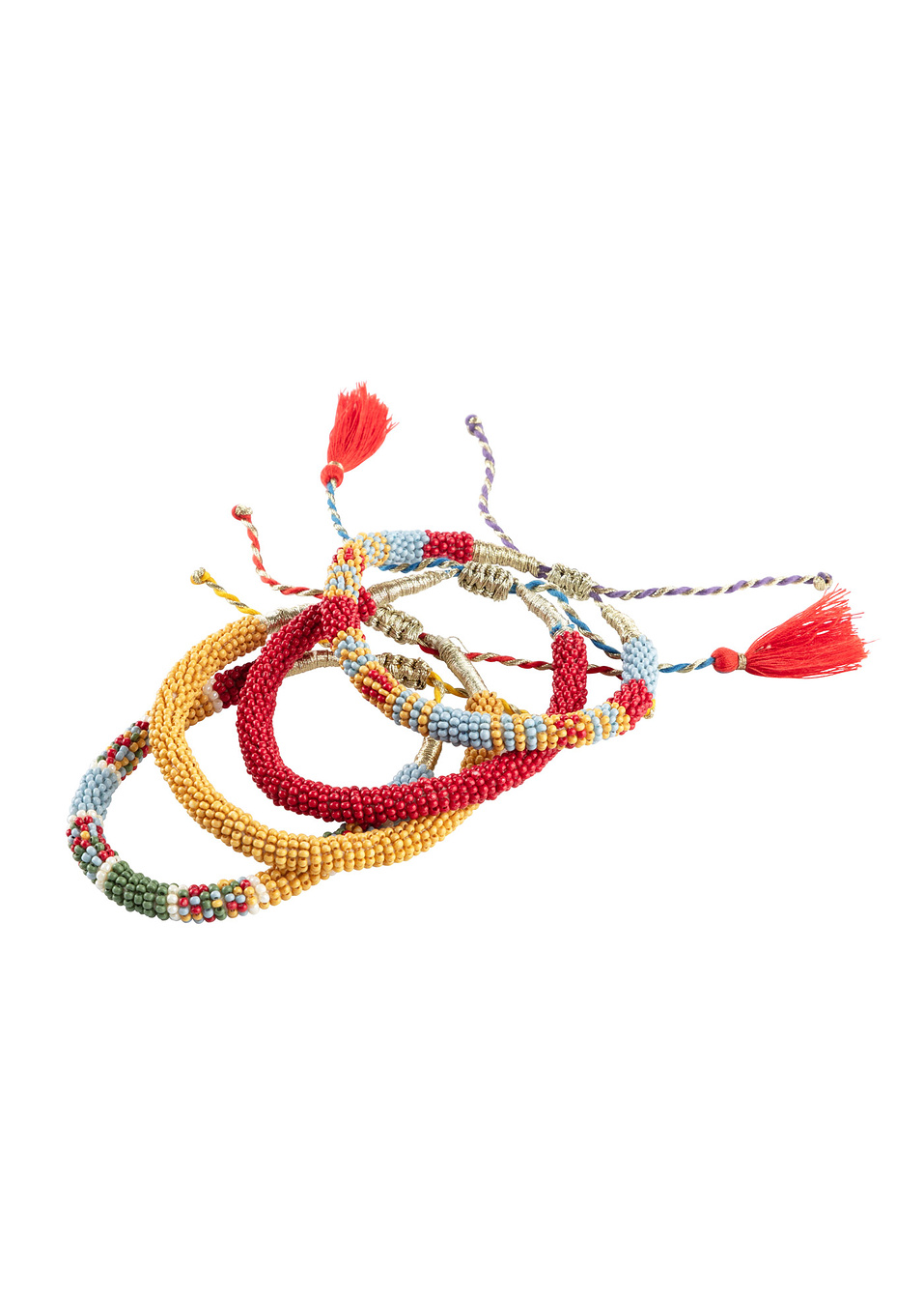 Гривна (комплект от 4 части)-Доматено червено/Светло синьо/Борово зелено/Къри-bpc bonprix collection