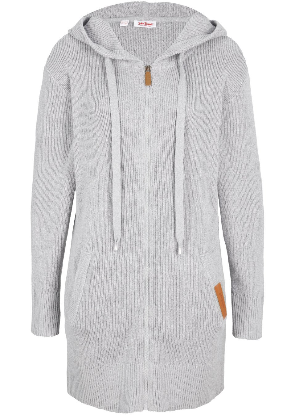 Μακριά ζακέτα-Γκρι ανοιχτό μελανζέ-John Baner JEANSWEAR