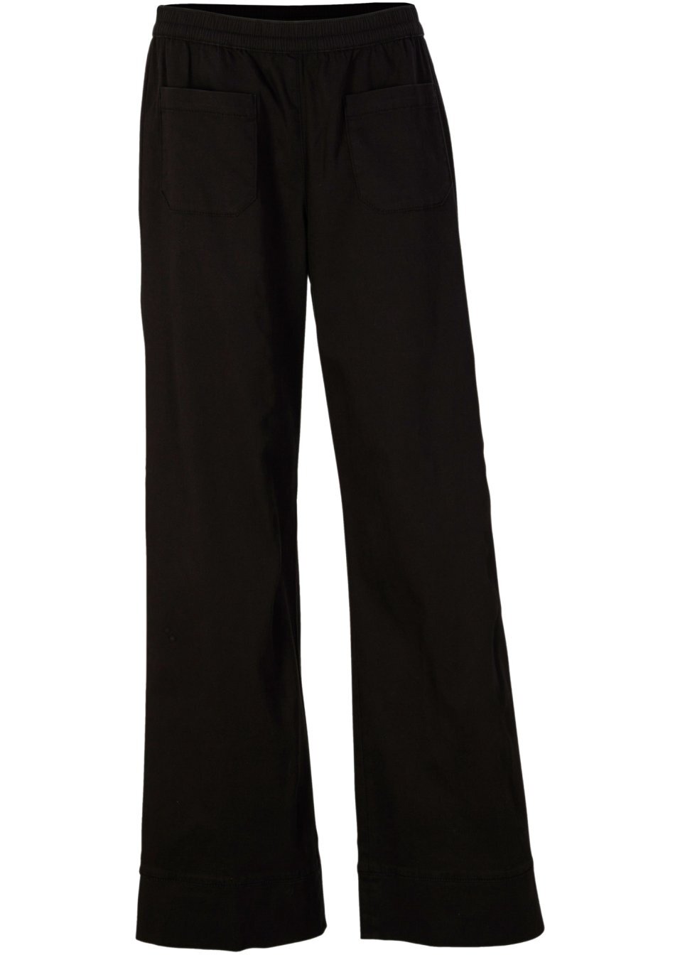 Παντελόνι από twill με εβαζέ μπατζάκια και άνετο ζωνάκι-Μαύρο-bpc bonprix collection