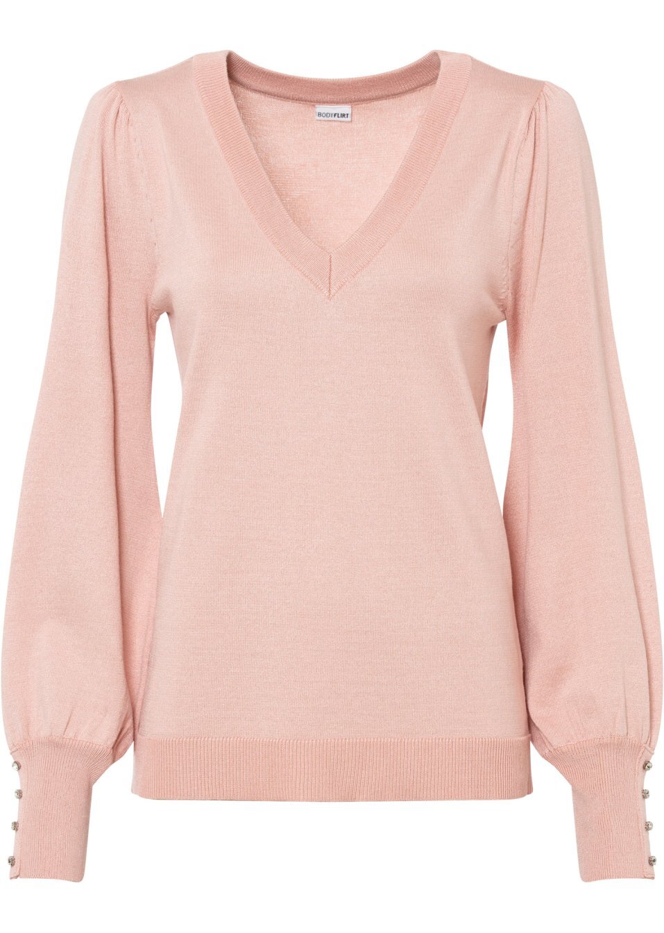 Πουλόβερ με διακοσμητικά κουμπιά-Ροζ vintage-BODYFLIRT