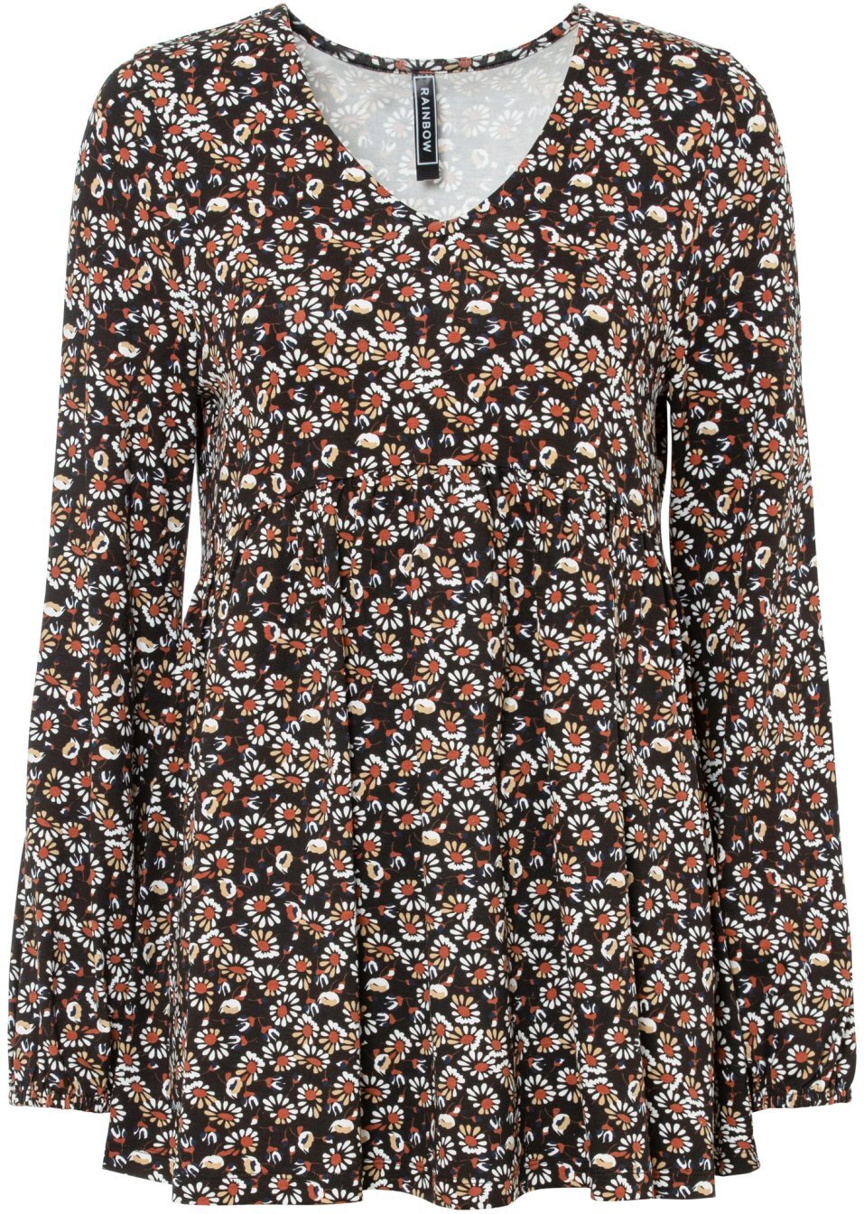 Εμπριμέ μπλούζα-Μαύρο/Λευκό κρεμ/Της σκουριάς/Μπλε σκούρο εμπριμέ-RAINBOW