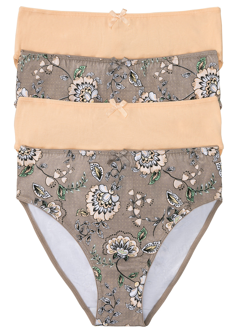 Ψηλόμεσο σλιπ (συσκευασία των 4)-Καφετί paisley + Κοραλλί ανοιχτό-bpc bonprix collection