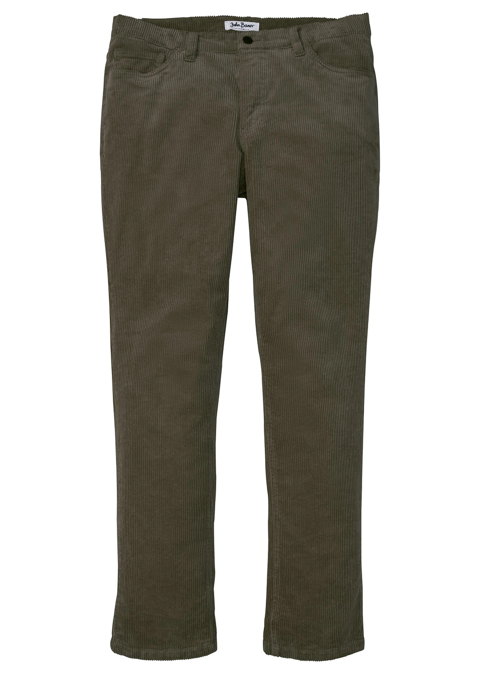 Ελαστικό βελούδινο παντελόνι classic fit tapered-Πράσινο λαδί σκούρο-John Baner JEANSWEAR