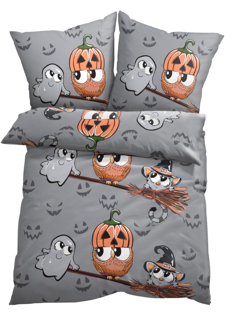 Παπλωματοθήκη με κουκουβάγιες-Γκρι-bpc living