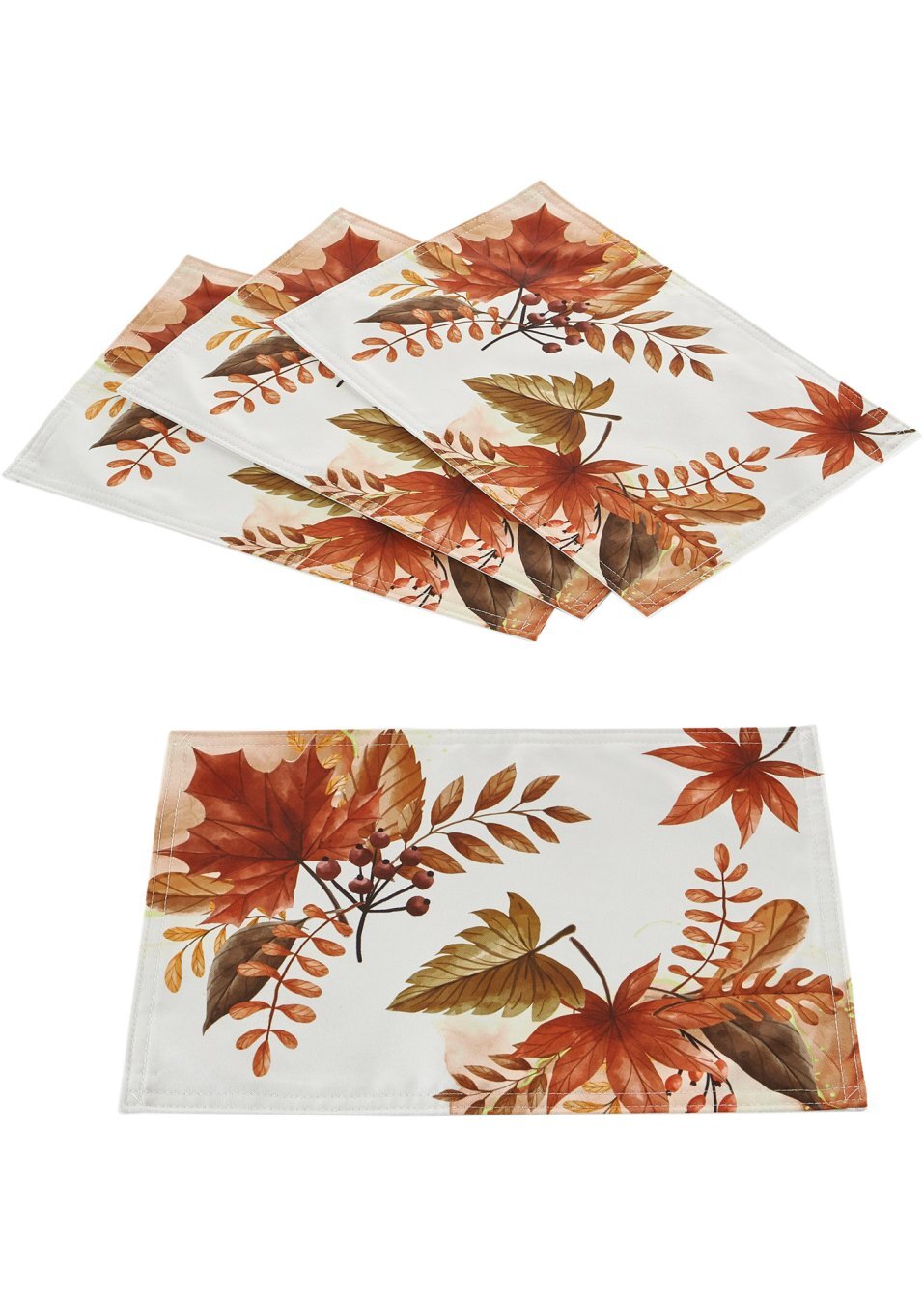 Σουπλά με φύλλα (συσκευασία των 4)-Λευκό/Τερακότα-bpc living