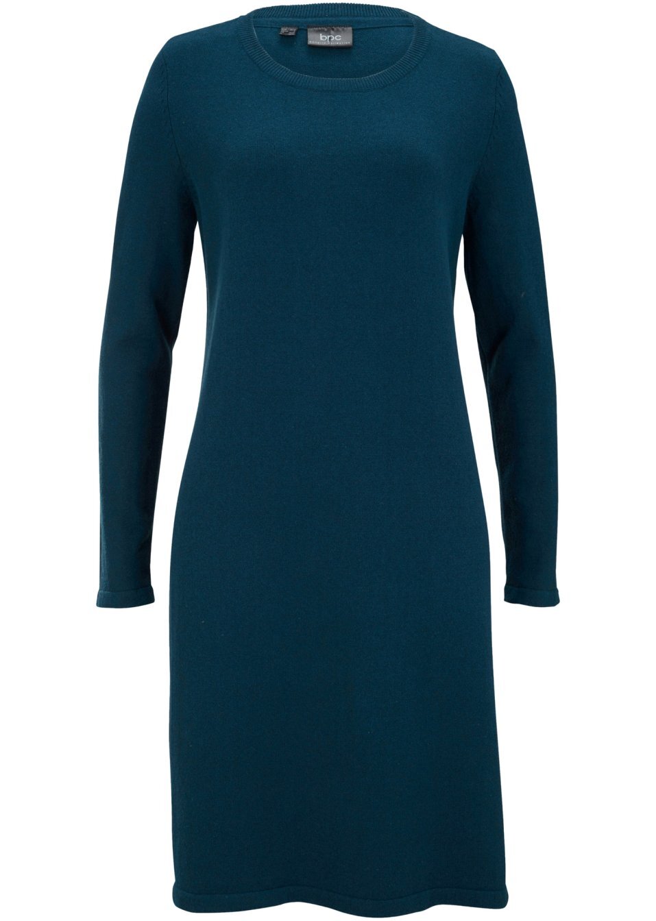 Πλεκτό φόρεμα basic με ανακυκλωμένο βαμβάκι-Πράσινο σκούρο-bpc bonprix collection