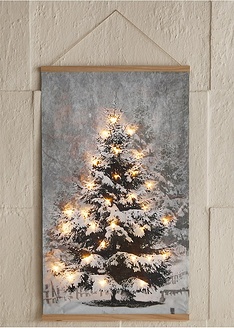 Πίνακας από καμβά με LED και χριστουγεννιάτικο δέντρο-bpc living