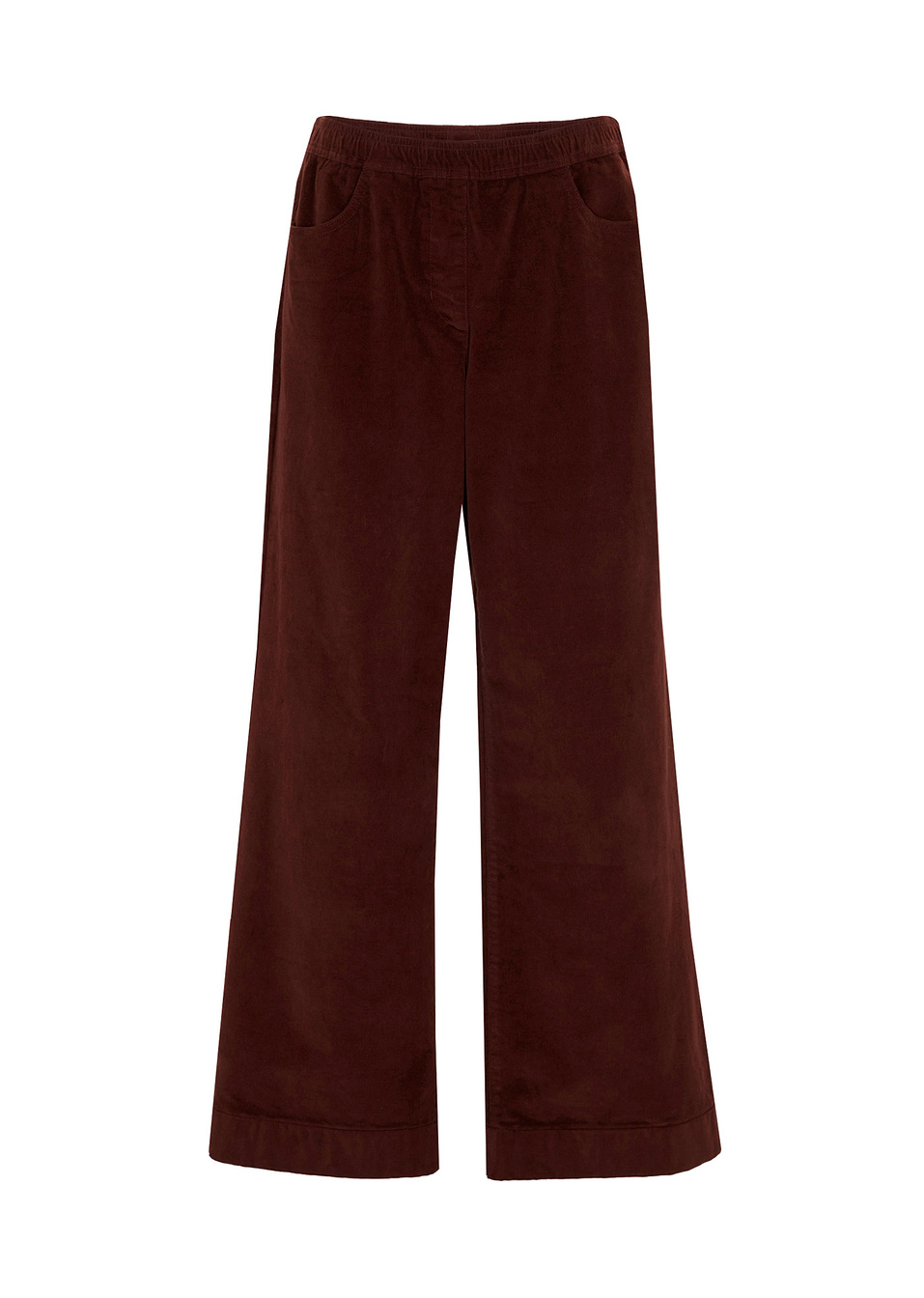 Φαρδύ βελούδινο παντελόνι με λάστιχο στη μέση-Καφέ σκούρο-bpc bonprix collection