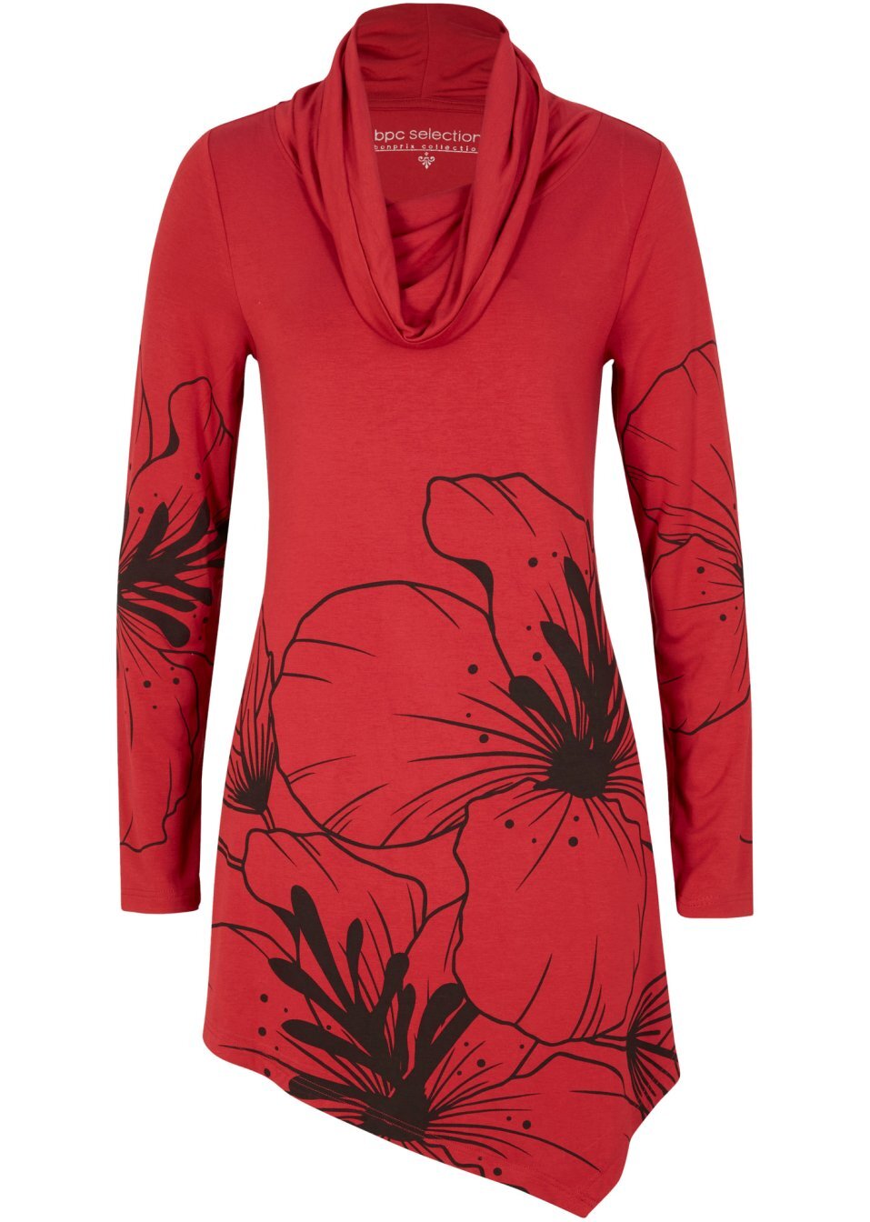 Μακριά μπλούζα-Κόκκινο του ηλιοβασιλέματος/Μαύρο εμπριμέ-bpc selection